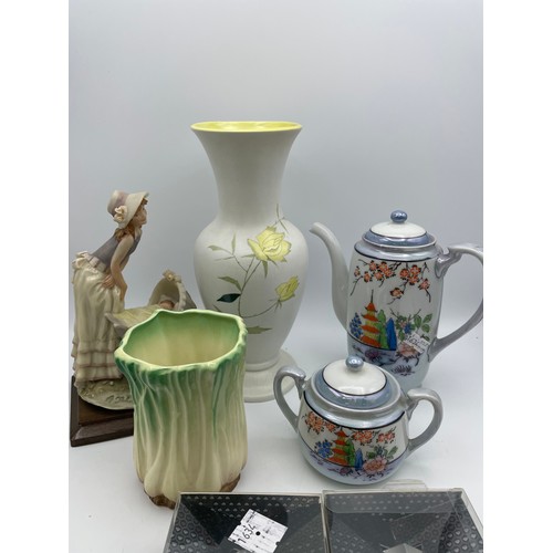 152 - Mixed Lot Of Ceramics Including Sylvac, Signed Vase, Mother And Child Signed Figure And Glass New Pe... 