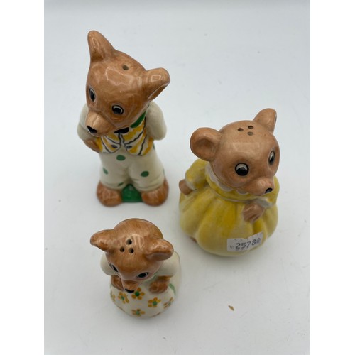 160 - Ceramic Salt And Pepper Bear Pots Tallest 4.5