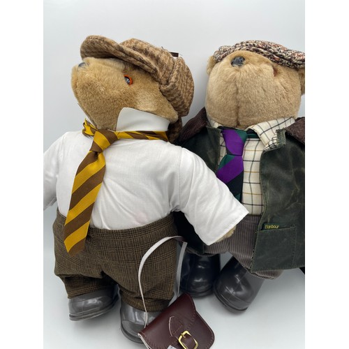 172 - Two Nicely Dressed Teddy Bears One Wearing A Barbour Coat.