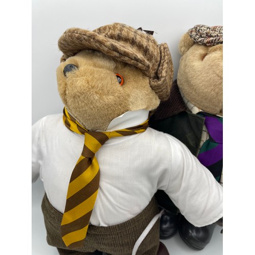 172 - Two Nicely Dressed Teddy Bears One Wearing A Barbour Coat.