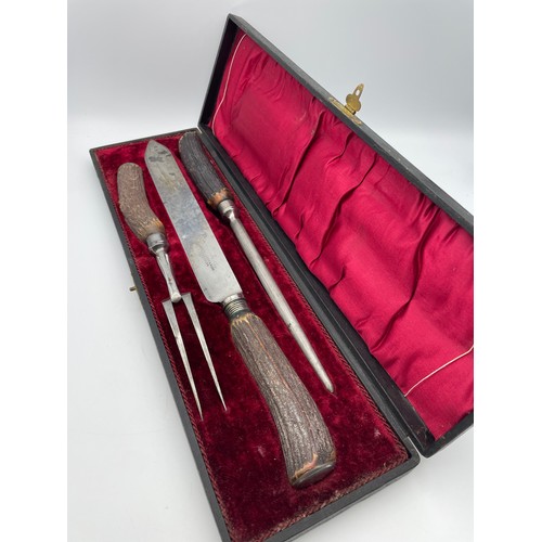 166 - Boxed Bone Handled Carving Set By Robert Farr & Sons.