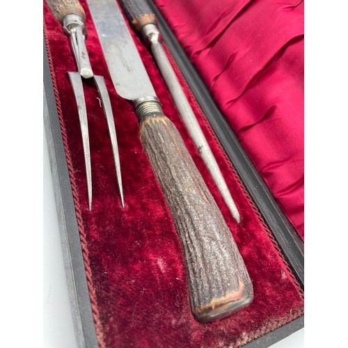 166 - Boxed Bone Handled Carving Set By Robert Farr & Sons.