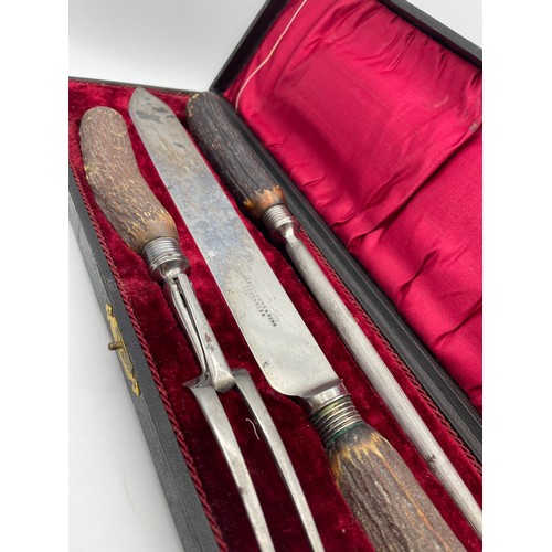 166 - Boxed Bone Handled Carving Set By Robert Farr & Sons.