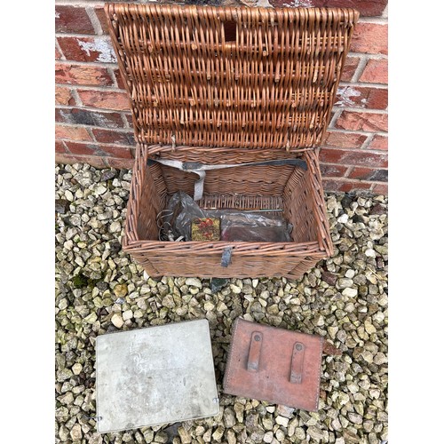 265 - Wicker Fishing Basket And Contents.