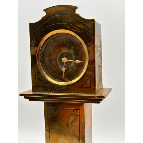 191 - Antique Miniature Grandfather Clock In Brass, None Runner.Stands Approx 10