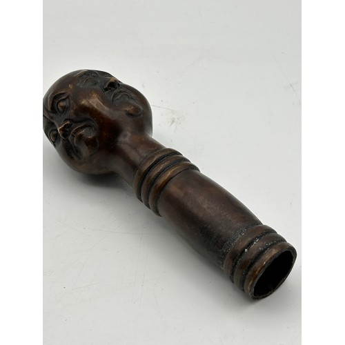 193 - Bronze Buddha Walking Stick Handle, 6