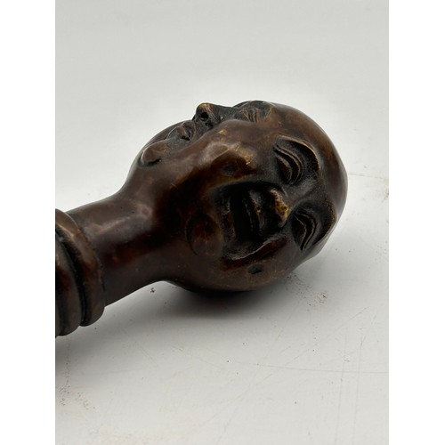 193 - Bronze Buddha Walking Stick Handle, 6