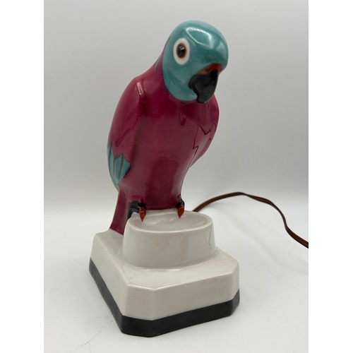 217 - Extremely Rare Robj Of Paris  Art Deco Parrot Night Light, In Working Order, Stands 7.5