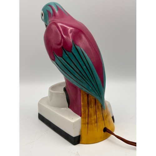 217 - Extremely Rare Robj Of Paris  Art Deco Parrot Night Light, In Working Order, Stands 7.5