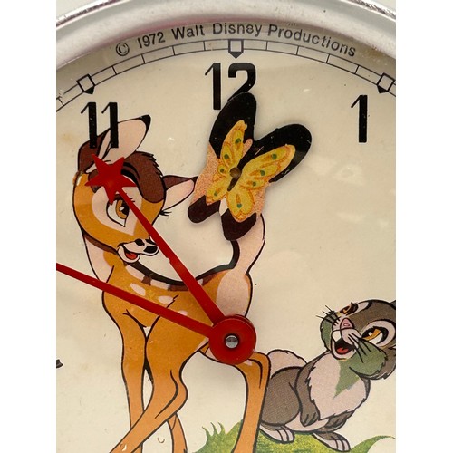 224 - Vintage Disney Bambi Alarm Clock By Bayard, 1972.