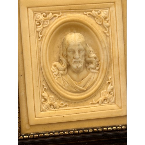 225 - Hand Carved Stone? Religious Related Framed Relief, 6