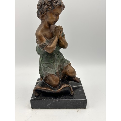 406 - Beautiful Cold Painted Bronze Figure Of A Girl, Signed To The Rear, Standing 7.5