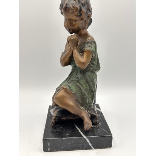 406 - Beautiful Cold Painted Bronze Figure Of A Girl, Signed To The Rear, Standing 7.5