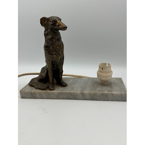 410 - Vintage Art Deco French Lamp Base With Seated Dog, 9