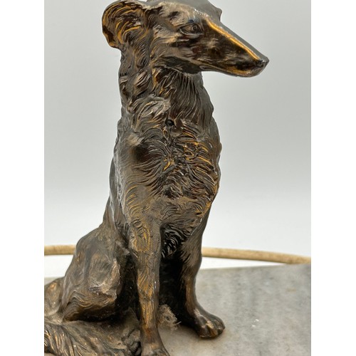 410 - Vintage Art Deco French Lamp Base With Seated Dog, 9