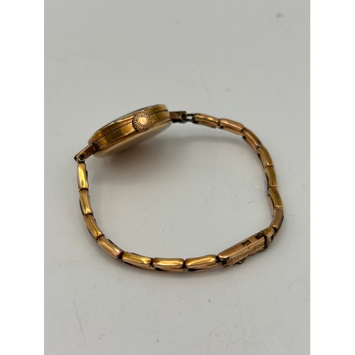 74 - Lovely Little Gold Ladies Cocktail Watch, 9ct , none Runner. Rolled Gold Bracelet.14.3g Total Weight... 