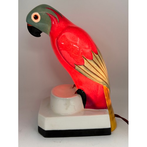 217 - Extremely Rare Robj Of Paris  Art Deco Parrot Night Light, In Working Order, Stands 7.5