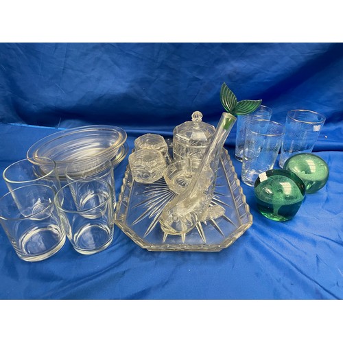 335 - Various Pieces Of Glass And Coloured Glass Including Avon Bottle.