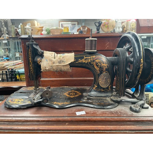 337 - Vintage Cased Wooden Singer Sewing Machine.