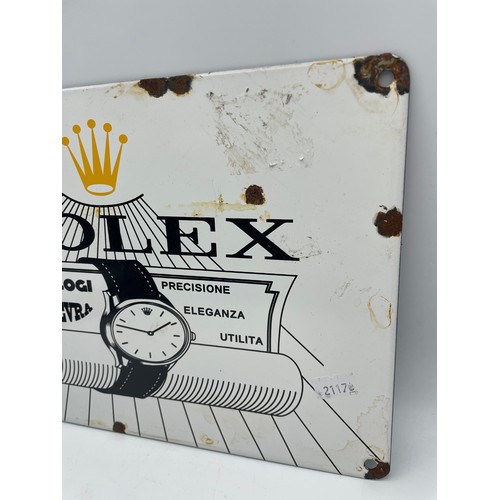 361 - Enamel Rolex Sign 12” x 8”.