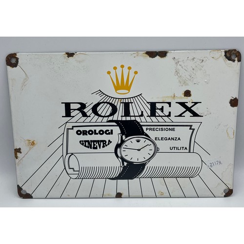 361 - Enamel Rolex Sign 12” x 8”.