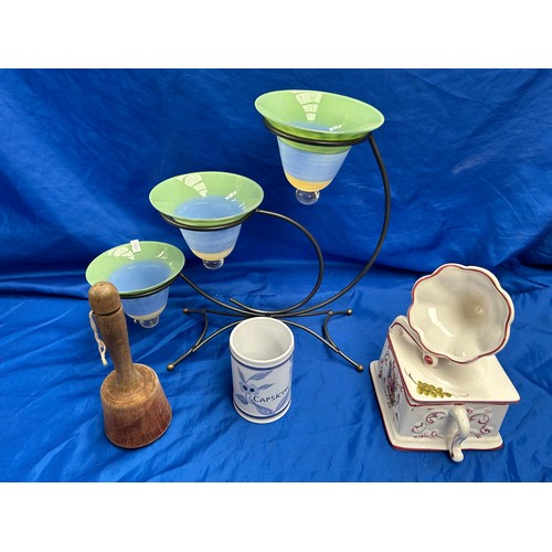 586 - Mixed Lot To Include Modern Glass Piece, Apothecary and Other Items