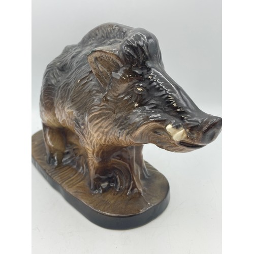 57 - Ceramic Wild Boar Figure , Signed to Base 11” x 7.5”.