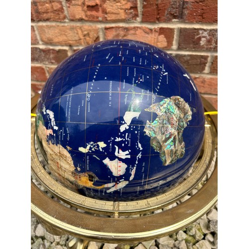 19 - Brass And Semi Precious Stone Globe.