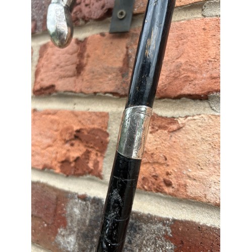 23 - Antique Ebony And Silver Walking Stick.