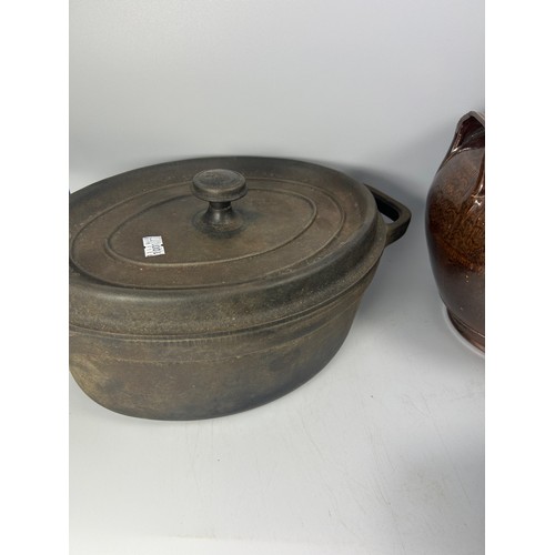 38 - Collection Of Stoneware And Cast Iron Cooking Pot.