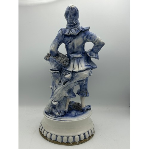 119 - Ceramic Blue And White Boy Figure Standing 16