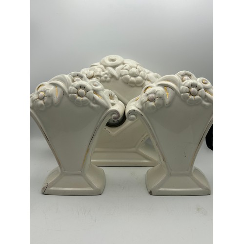 121 - Ceramic Deco Style Garniture , Largest Piece 13