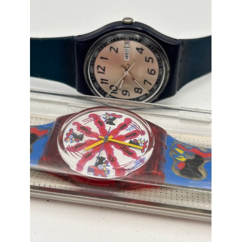 100 - Pair Of Vintage Swatch Watches, 1991 And 2003 , One Running One Requires Battery?