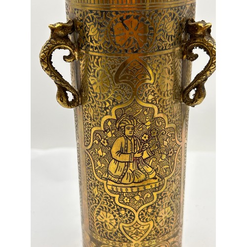 220 - Vintage Brass Persian Style Vase Standing 8