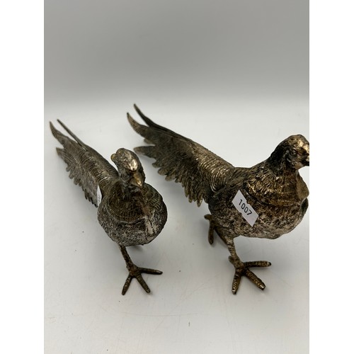 229 - Pair Of White Metal Peacock Figures, 11