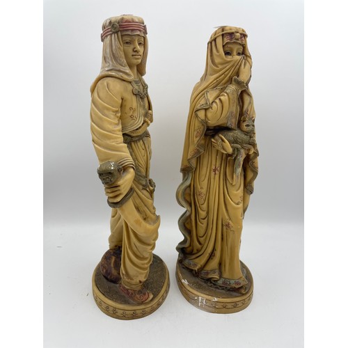 326 - Pair Of Resin Arabian Figures Standing 12”.