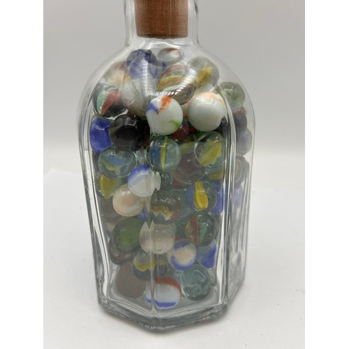 243 - Bottle Full Of Vintage Marbles.