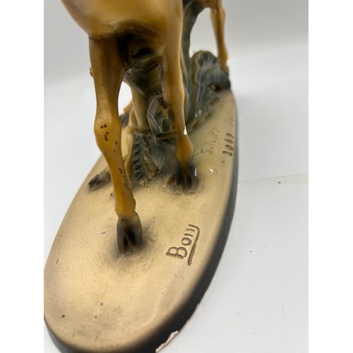 295 - Vintage French Signed Chalk Figure Of Deer, Standing 11