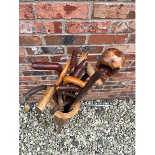 126 - Stick/Umbrella Stand With 17 Walking Sticks Included.