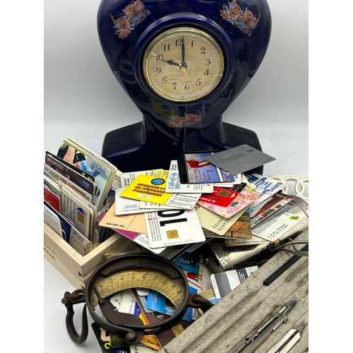 164 - Mixed Lot To Include Ceramic Clock, Vintage Telephone cards Etc.