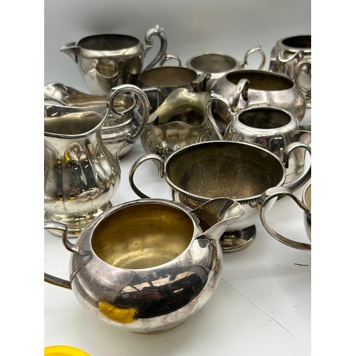 188 - Tray Of White Metal Items Jugs , Sugar Bowls Etc.