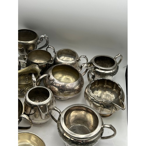 188 - Tray Of White Metal Items Jugs , Sugar Bowls Etc.