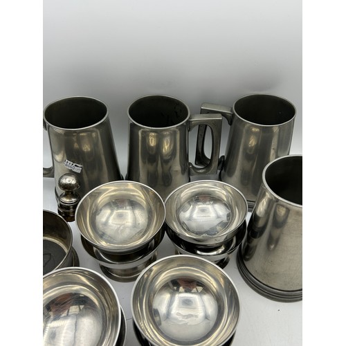 195 - Pewter Tankards And White Metal Dishes.