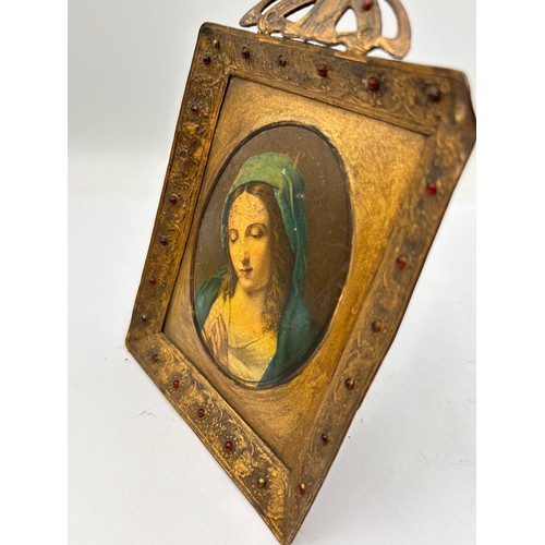 426 - Charming Antique Framed Madonna Miniature , Decorated Frame, 6