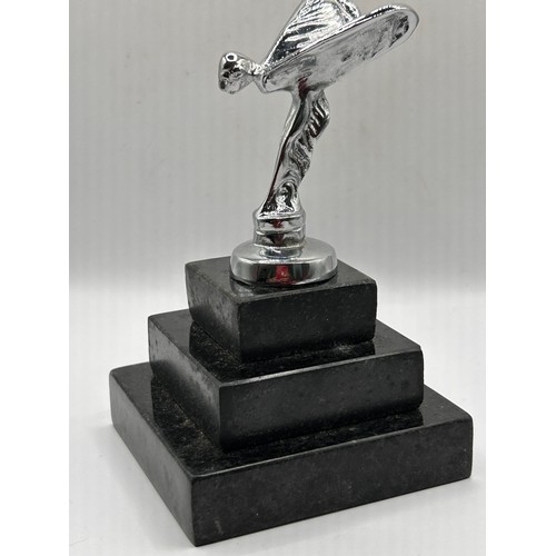 429 - Small Chrome Spirit Of Ecstasy Figure On Marble Base, 5