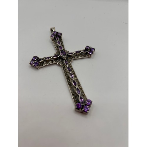 433 - Huge Stunningly Decorated Silver Crucifix Pendant, Over 4