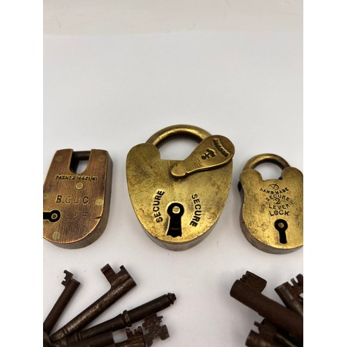 283 - Interesting Collection Of Vintage Brass Locks And Keys.