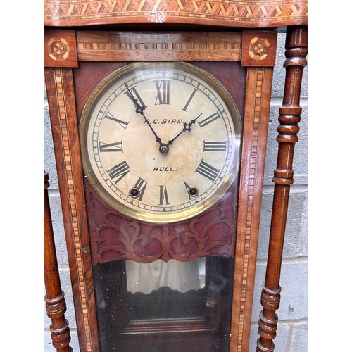 381 - Stunning American Style Ornate Marquetry  Inlaid Wall Clock , 39