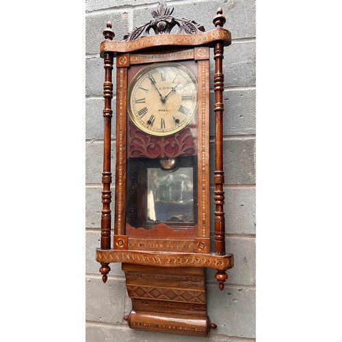 381 - Stunning American Style Ornate Marquetry  Inlaid Wall Clock , 39