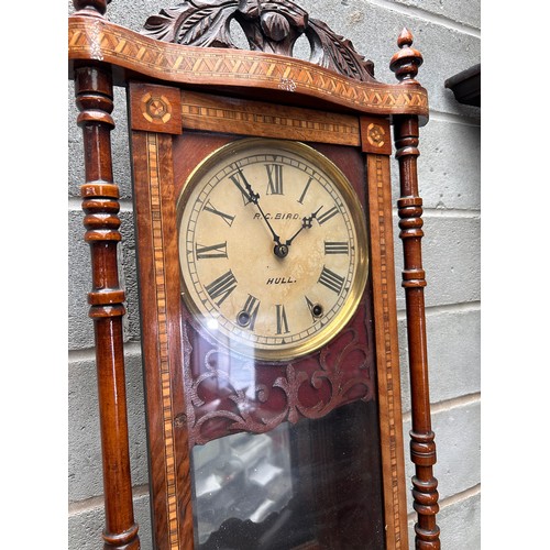 381 - Stunning American Style Ornate Marquetry  Inlaid Wall Clock , 39